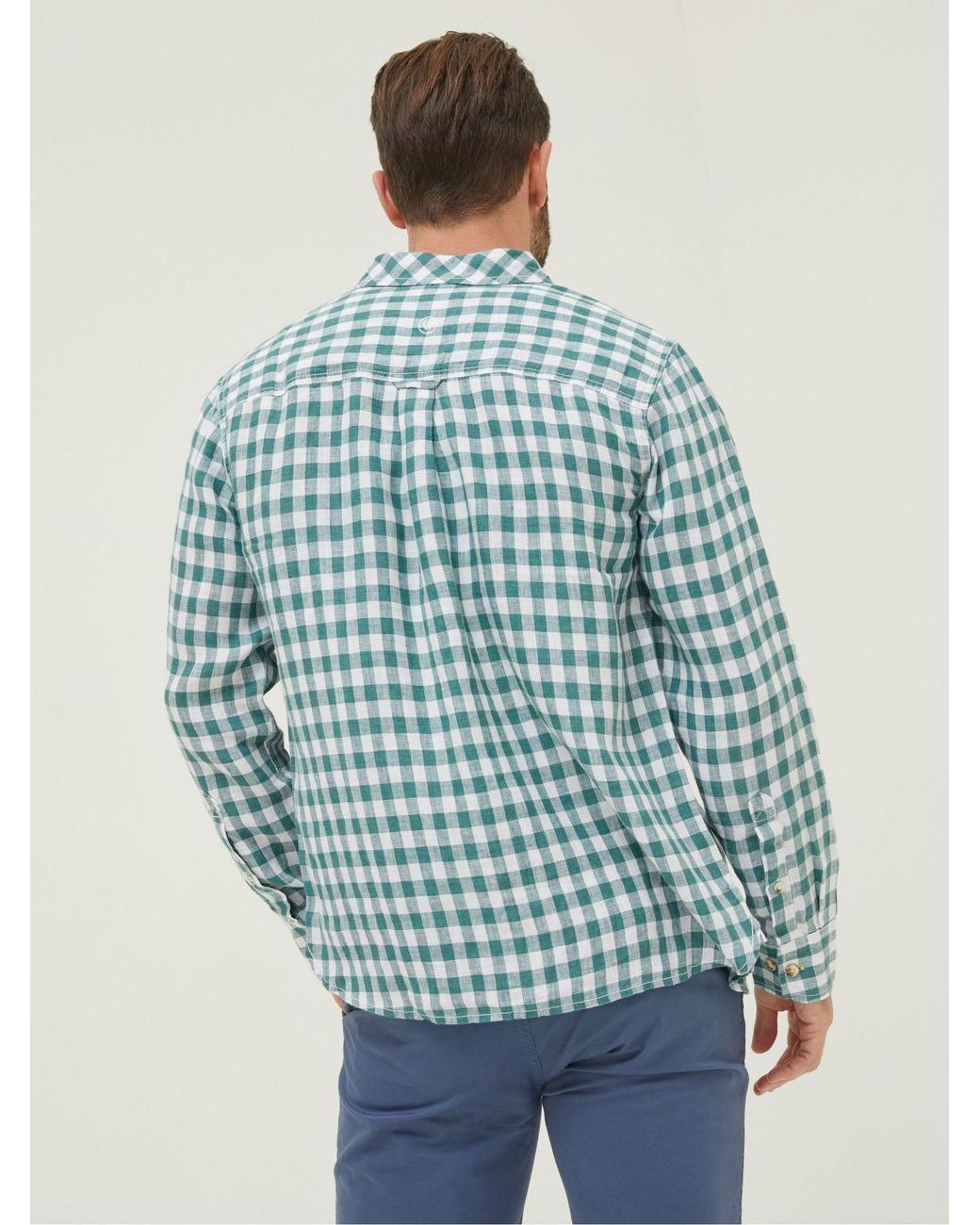 FatFace Blue Fatface Gingham Linen Shirt for men