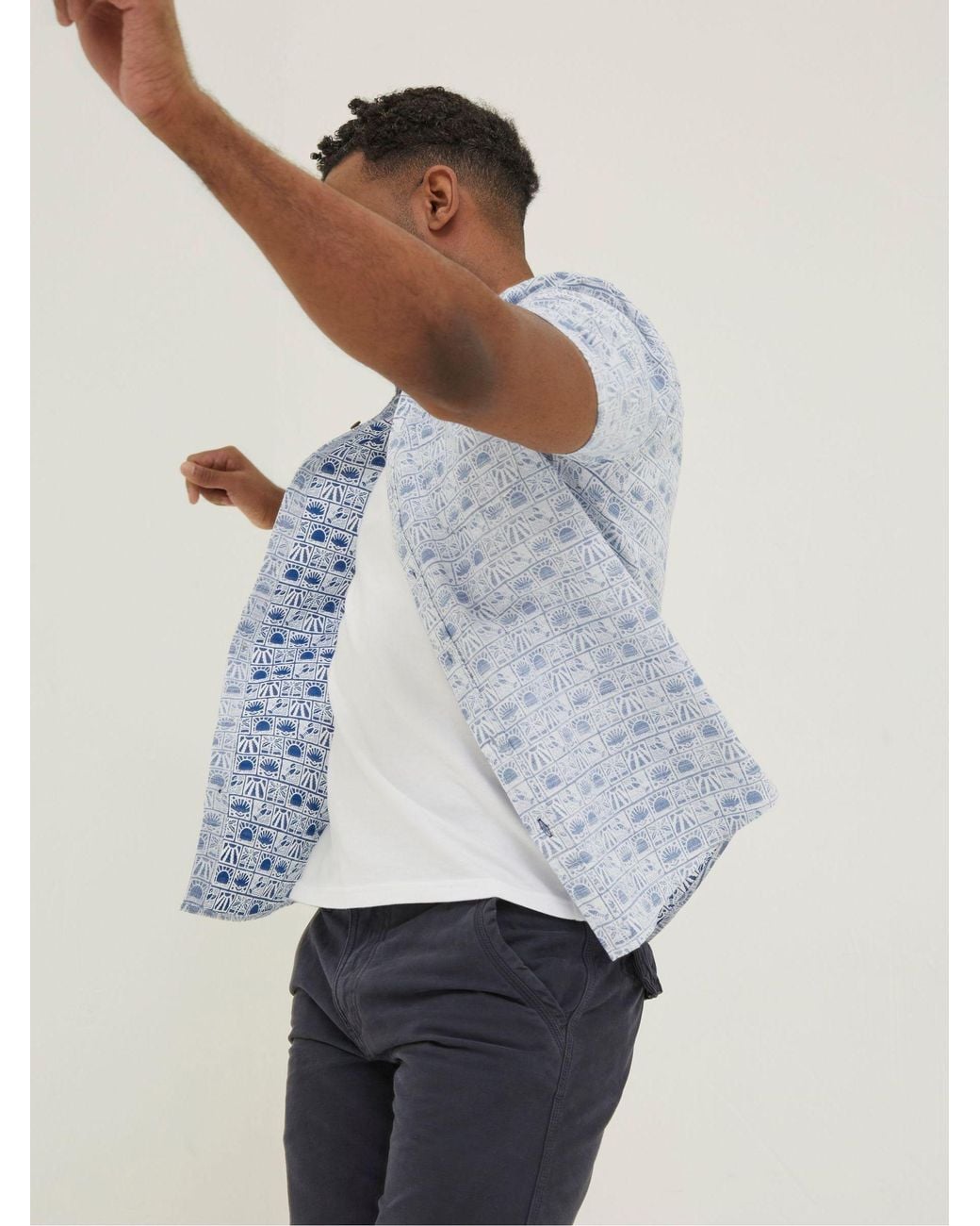 FatFace White Vintage Tile Print Shirt for men