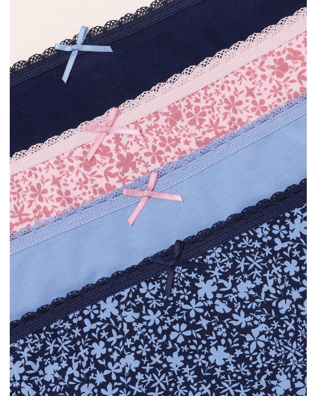 FatFace Blue Fatface 4 Pack/ Tonal Floral Short Knickers