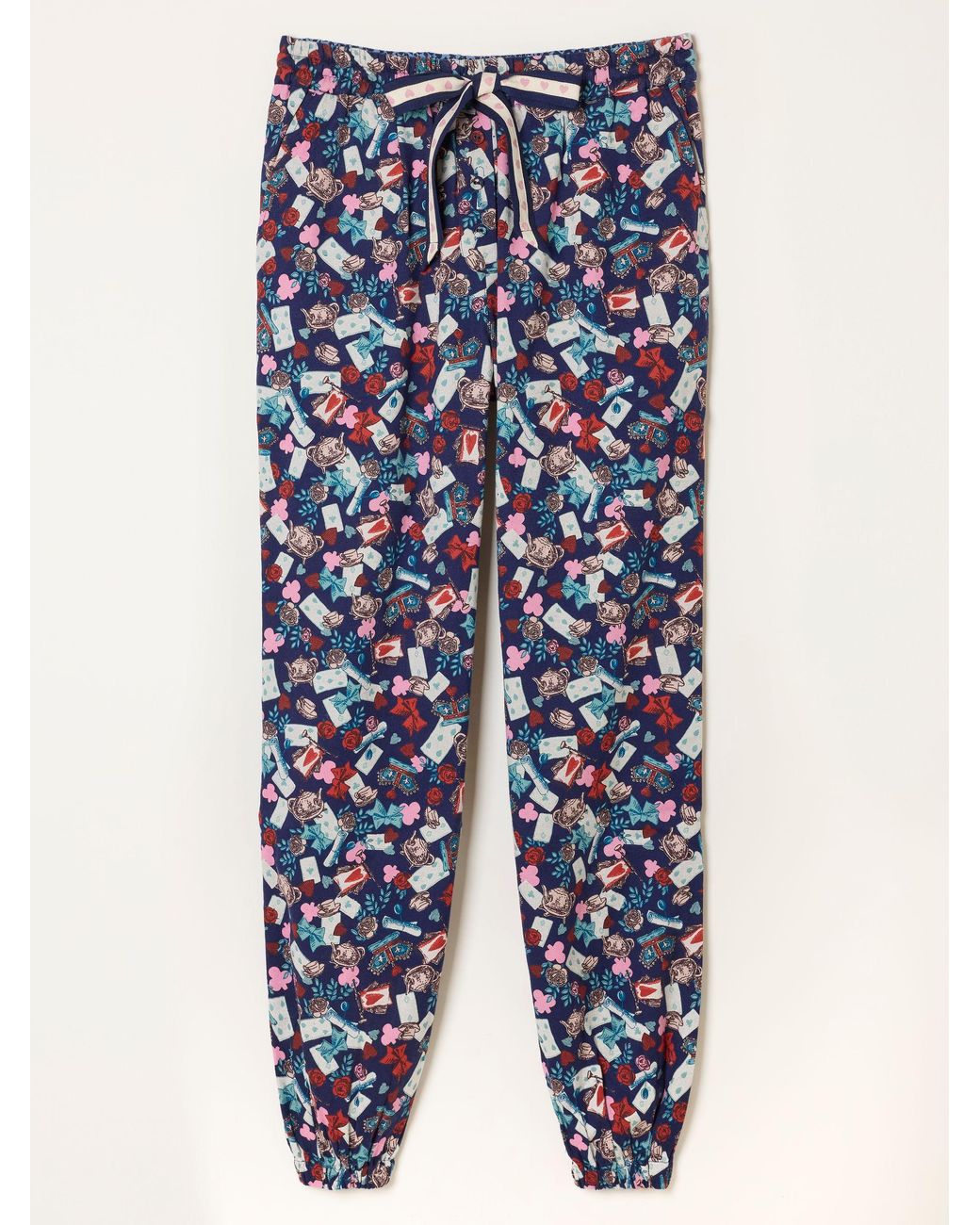 FatFace Blue V & A Harper Tea Party Cuffed Pyjama Bottoms
