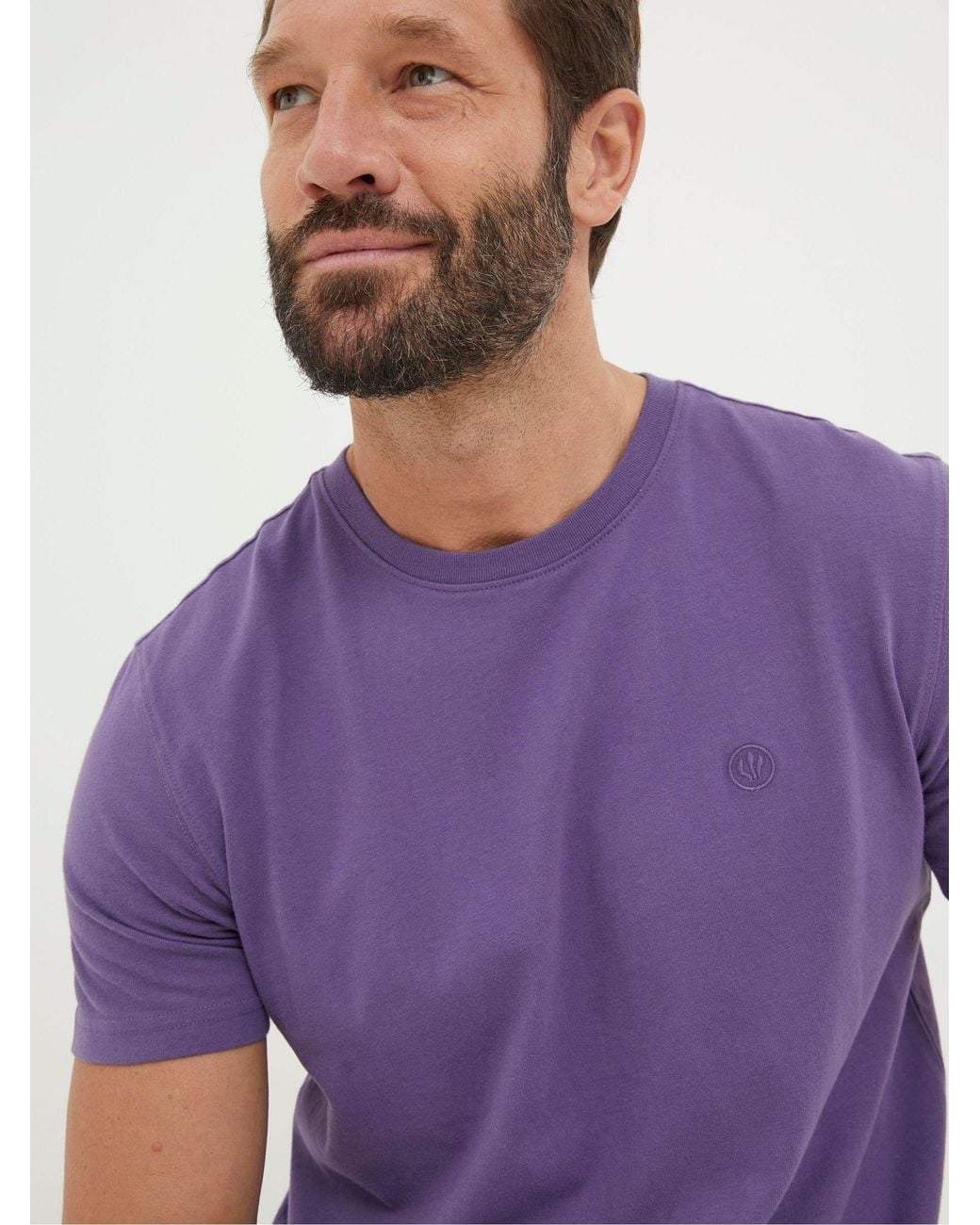 FatFace Purple Lulworth Organic Crew T-Shirt for men
