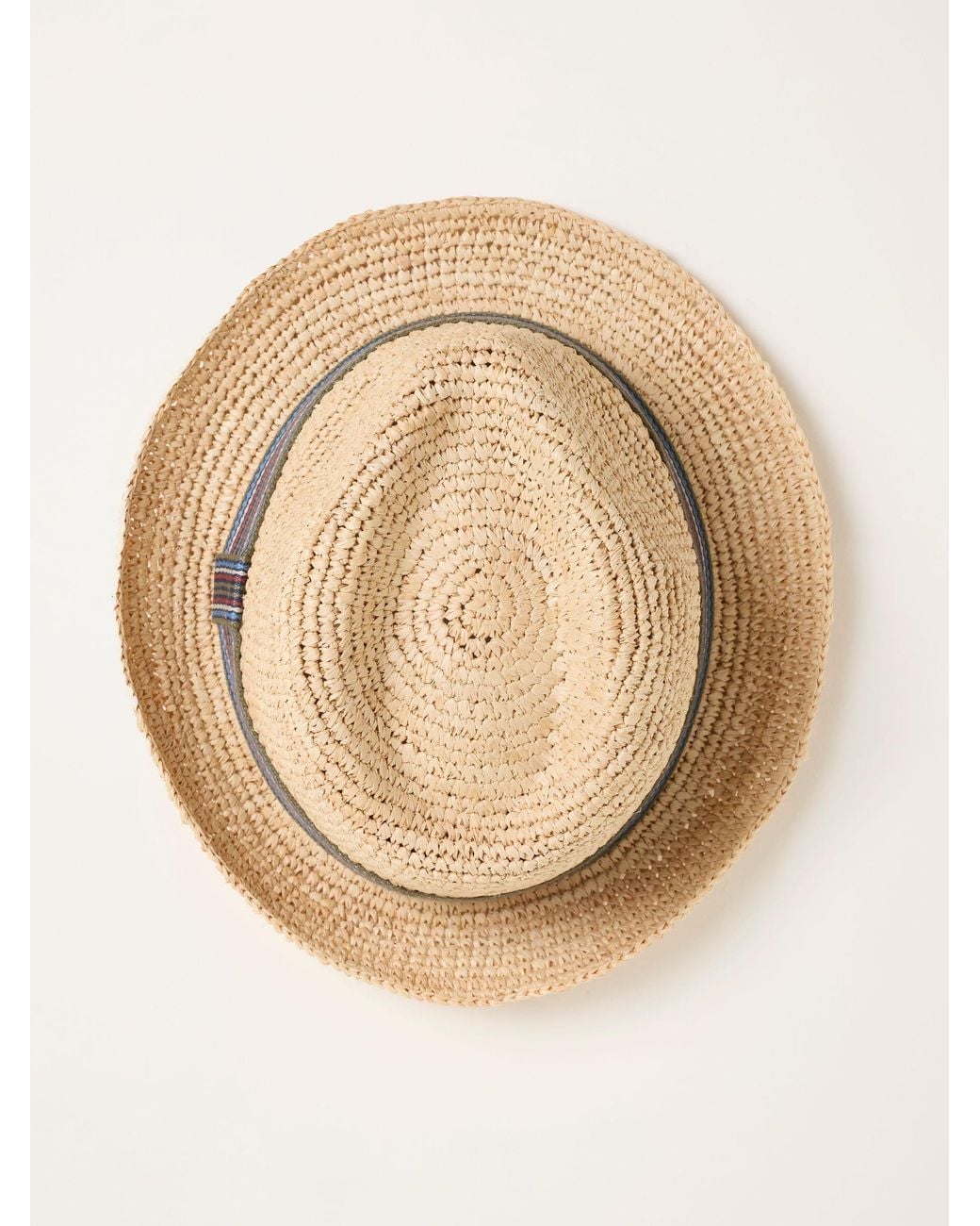 FatFace Natural Stripe Straw Trilby for men