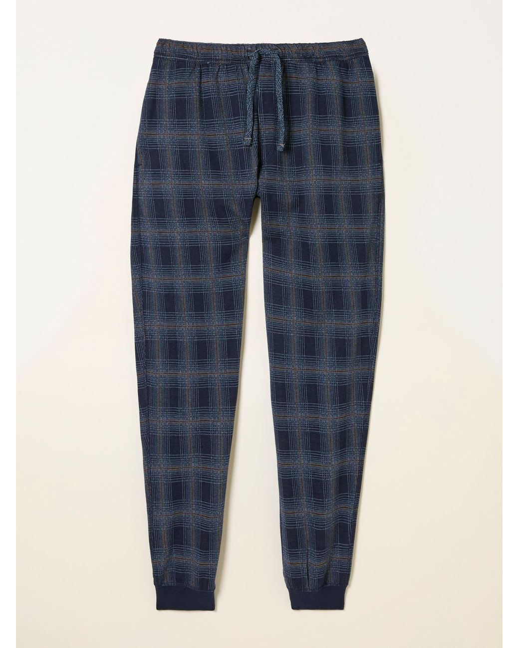 FatFace Blue Kemble Check Cuffed Pyjama Bottoms for men