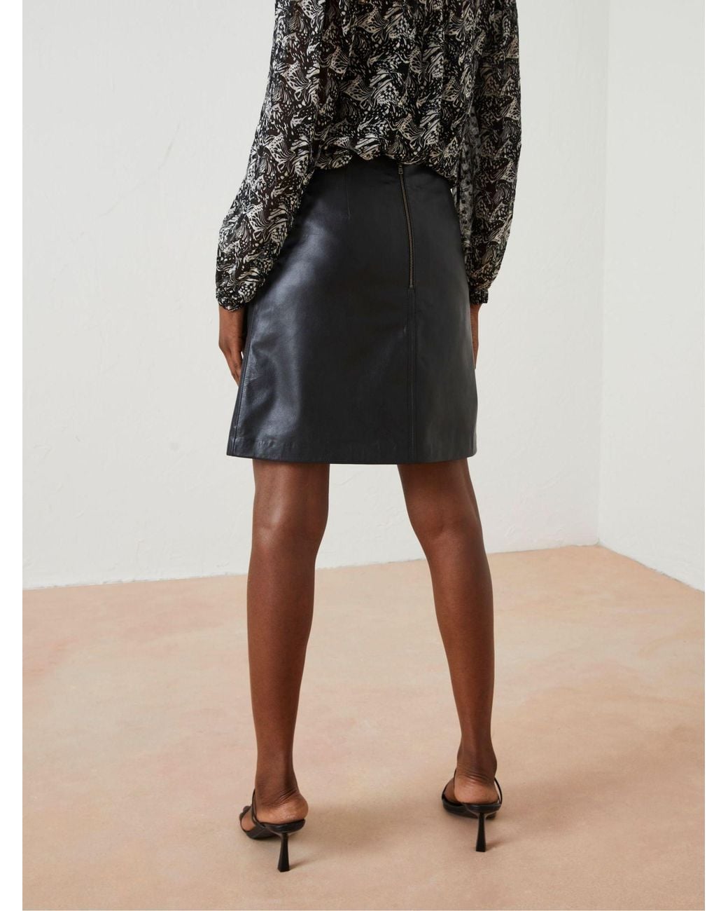 FatFace Black Ida Leather Skirt