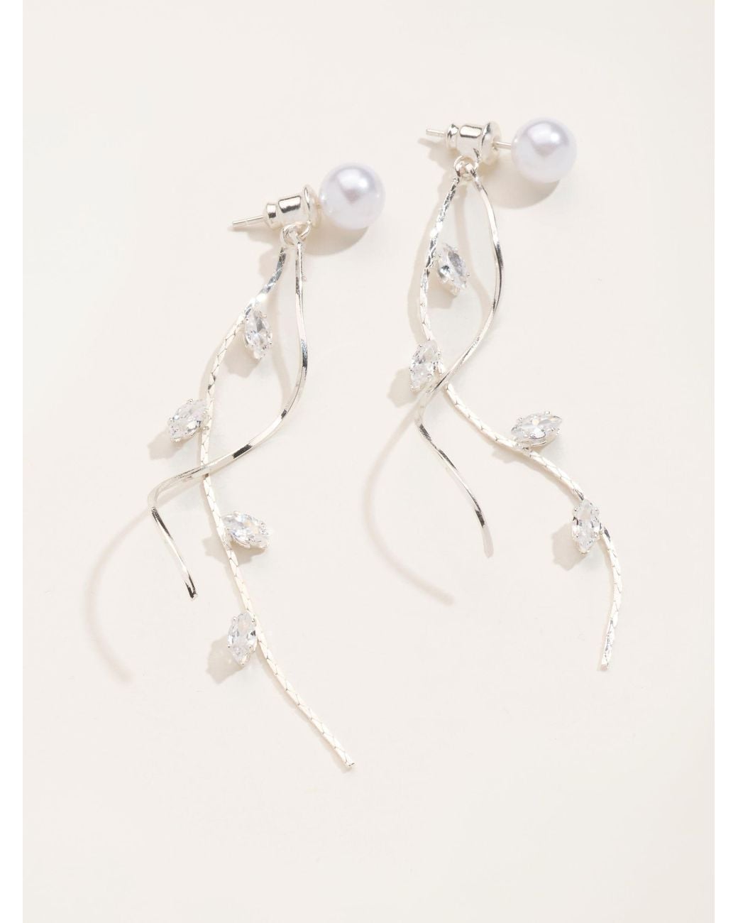 FatFace Natural Faux Pearl Twist Earrings
