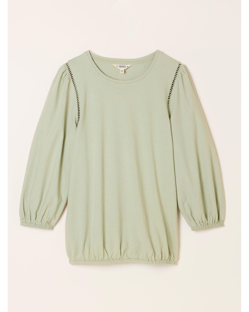FatFace Green Cassie Woven Jersey Mix Top