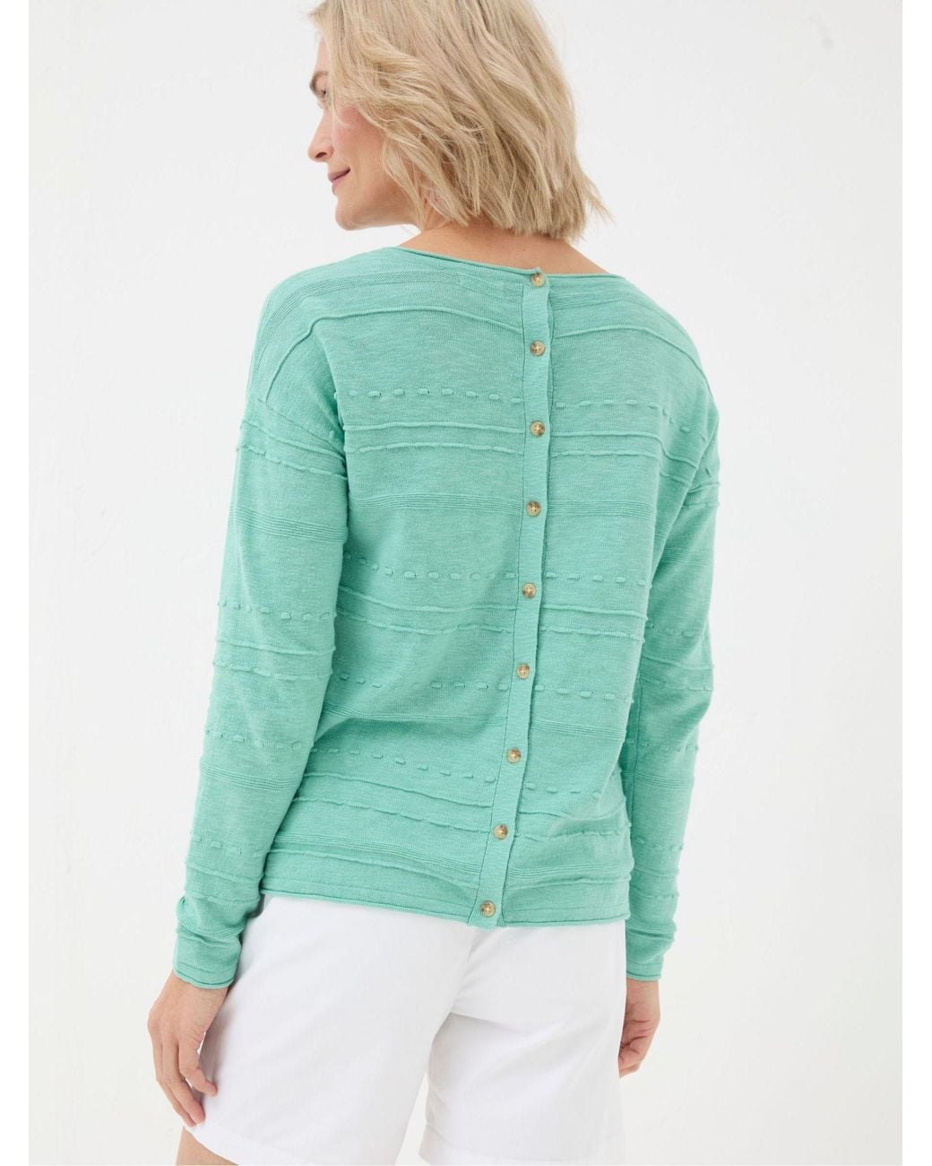 FatFace Green Isabelle Cotton Linen Jumper