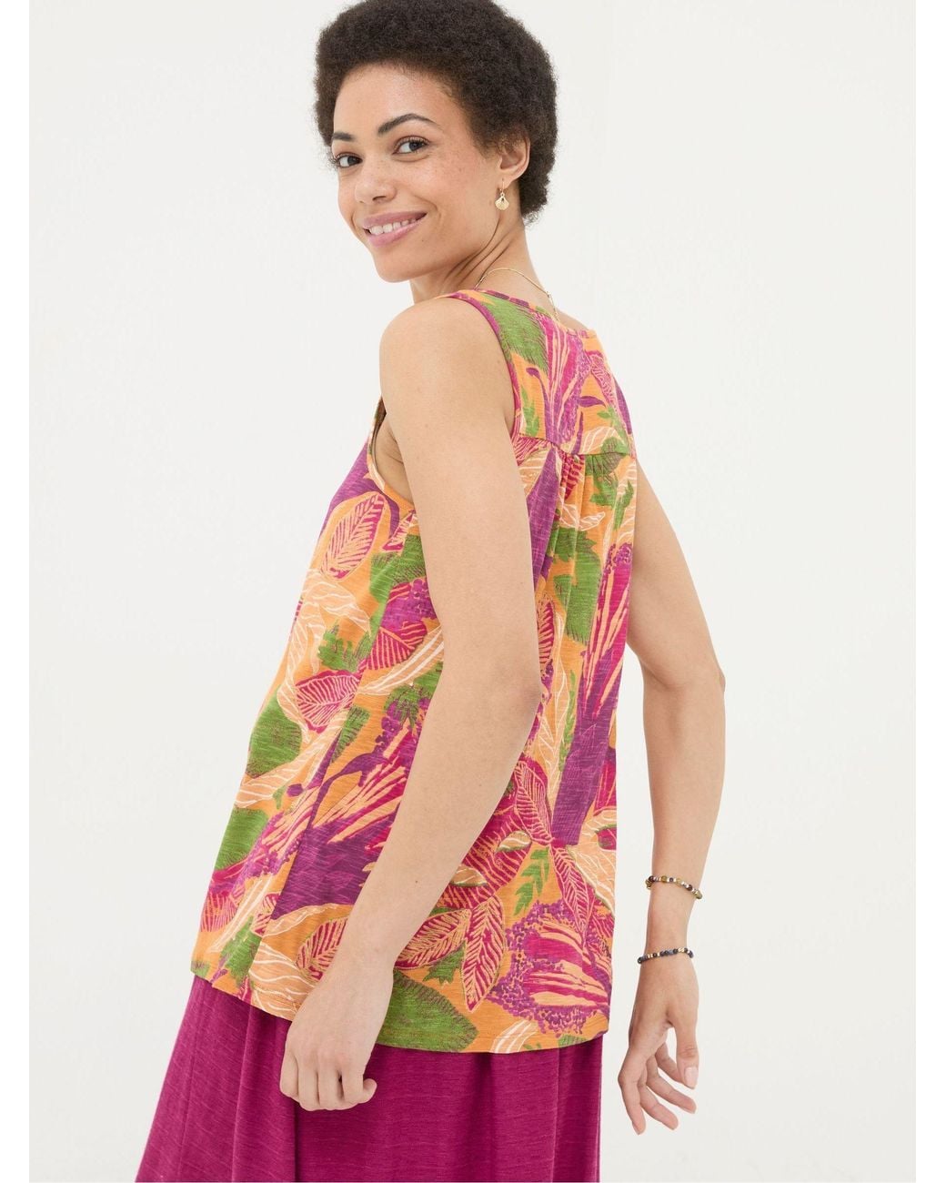 FatFace Pink Flora Tropical Vest