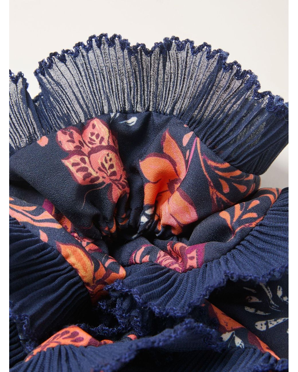 FatFace Blue Folk Floral Printed Scrunchie