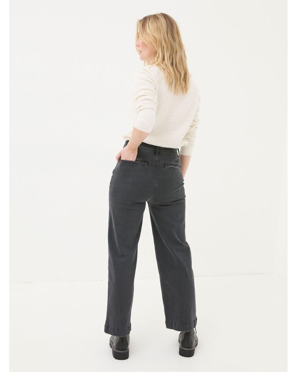 FatFace Gray Keswick Wide Leg Crop Jeans