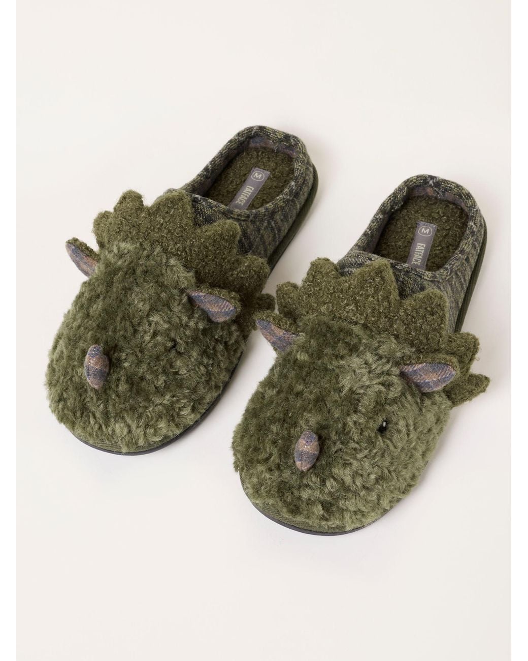 FatFace Green Fatface Novelty Dark Dinosaur Mule Slipper for men