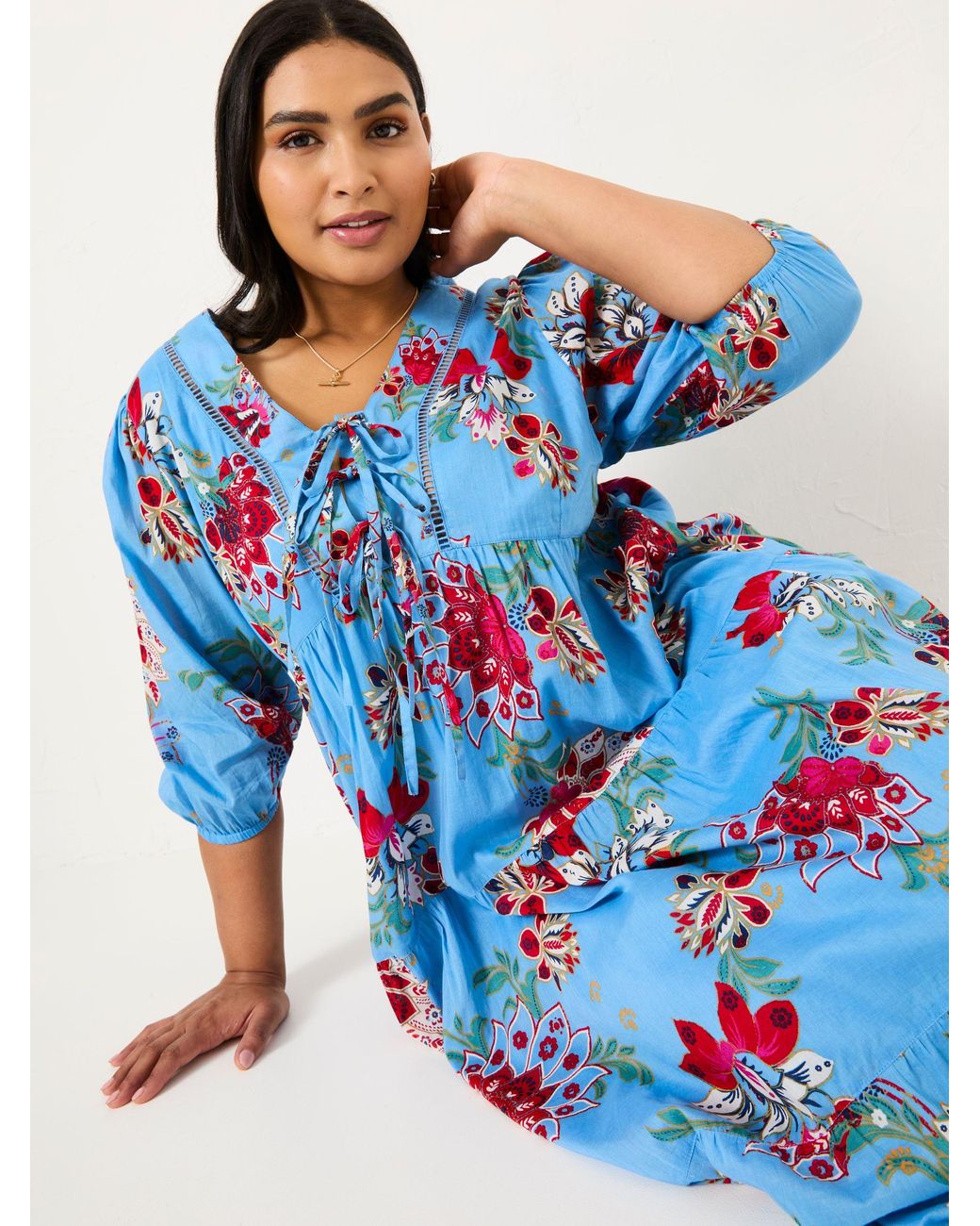 FatFace Blue Frankie 100% Cotton Maxi Dress