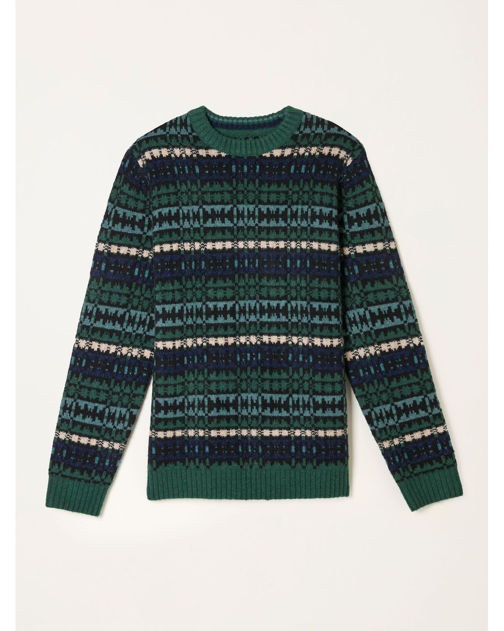 FatFace Blue Blanket Crew Knitted Jumper for men