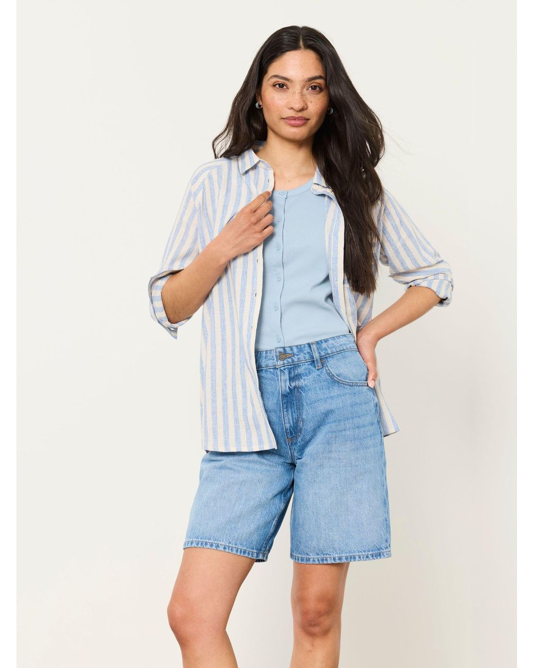 FatFace Blue Bessie Stripe Shirt