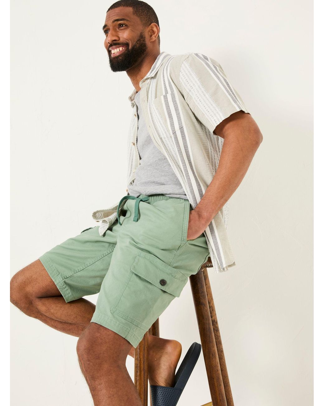 FatFace Green Tenby Pull On Cargo Shorts for men