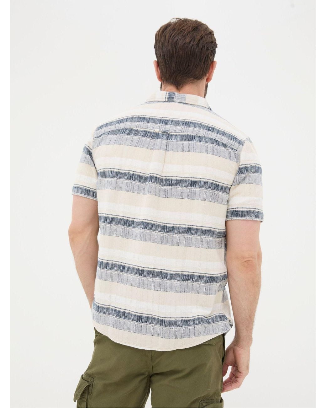 FatFace White Short Sleeve Milo Stripe Shirt for men