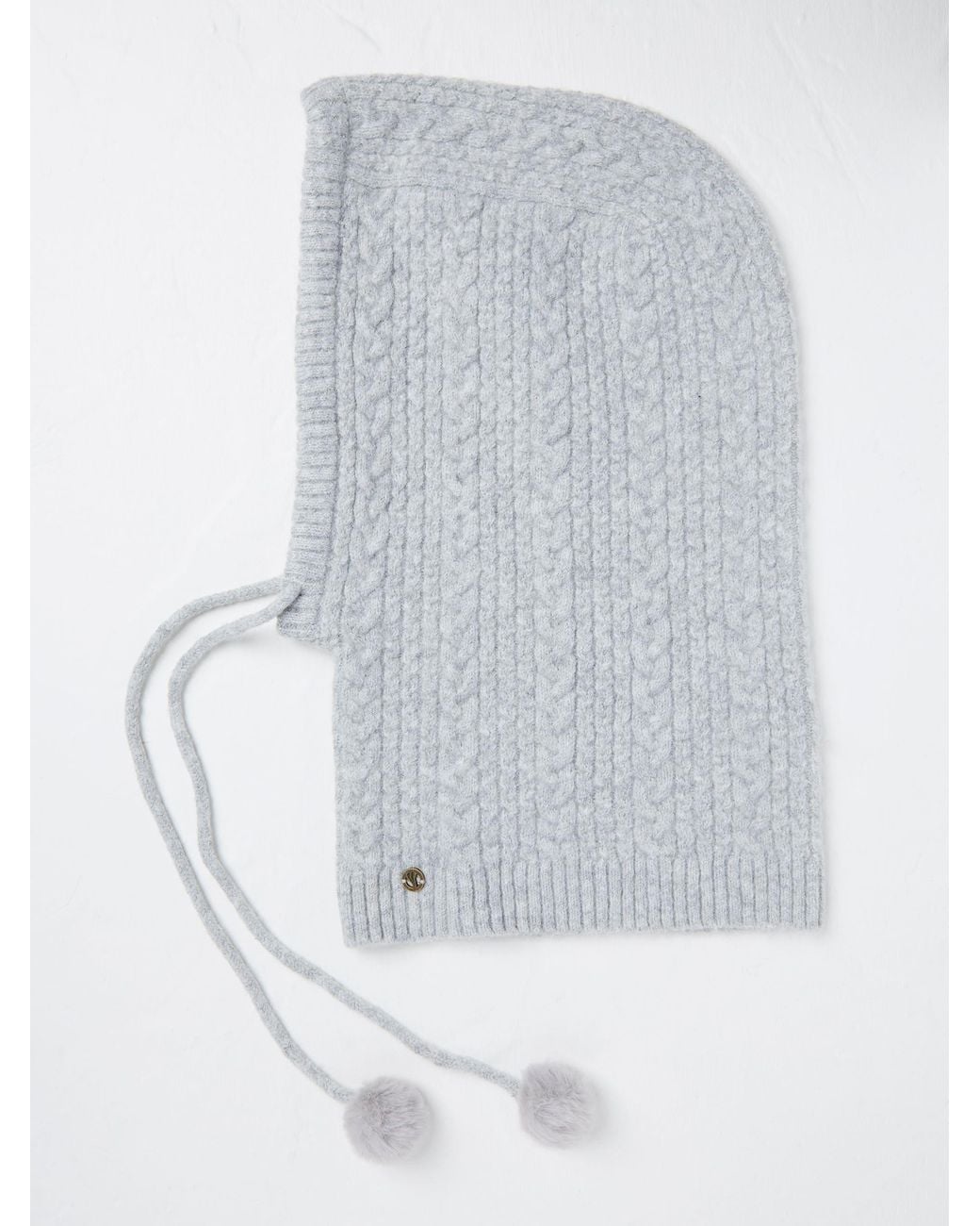 FatFace White Cable Knit Hood Hat