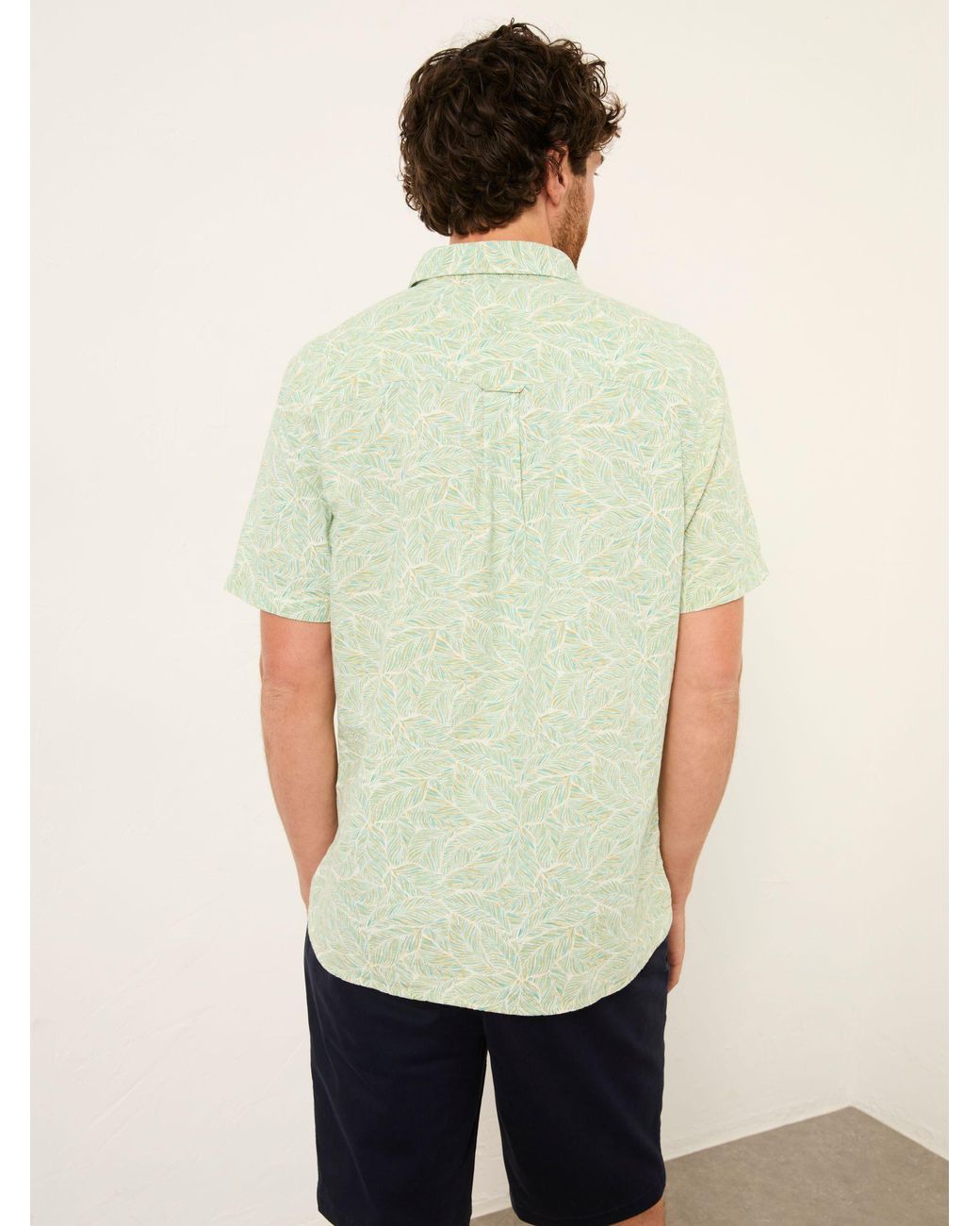 FatFace Green Short Sleeve Leaf Print Shirt for men