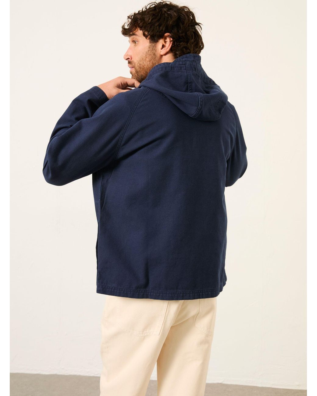 FatFace Blue Canvas Overhead Smock Jacket for men