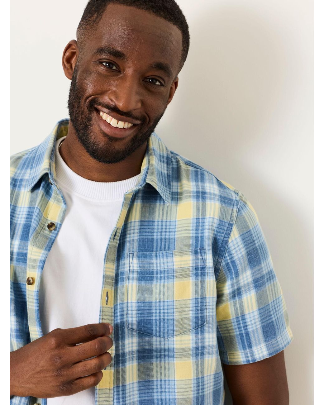 FatFace Blue Fatface Bude Short Sleeve Check Shirt for men