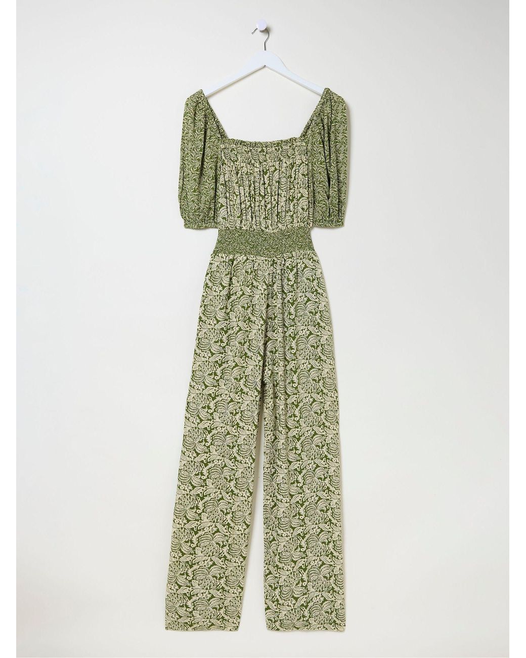 FatFace Green Eva Damask Floral Jumpsuit