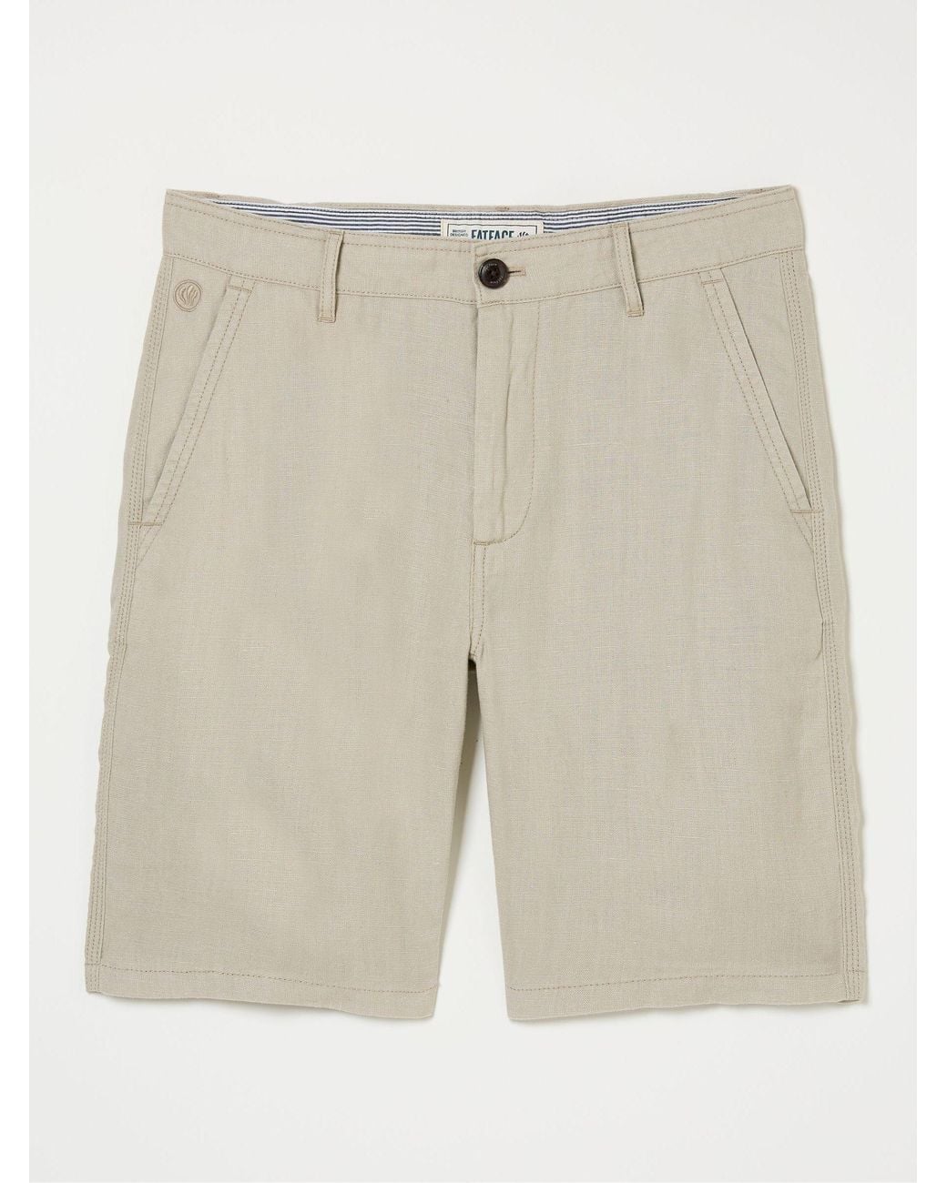 FatFace Natural Linen Flat Front Chino Shorts for men