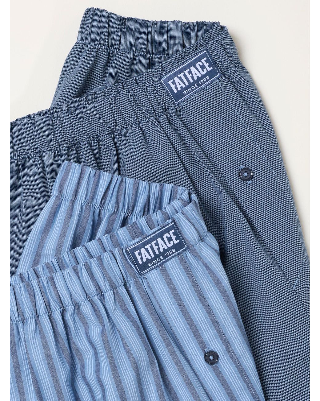 FatFace Blue 2 Pack Woven Boxers for men