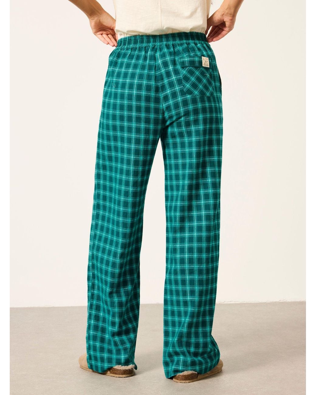 FatFace Green Lola Sparkle Gingham Wide Leg Pyjama Bottoms