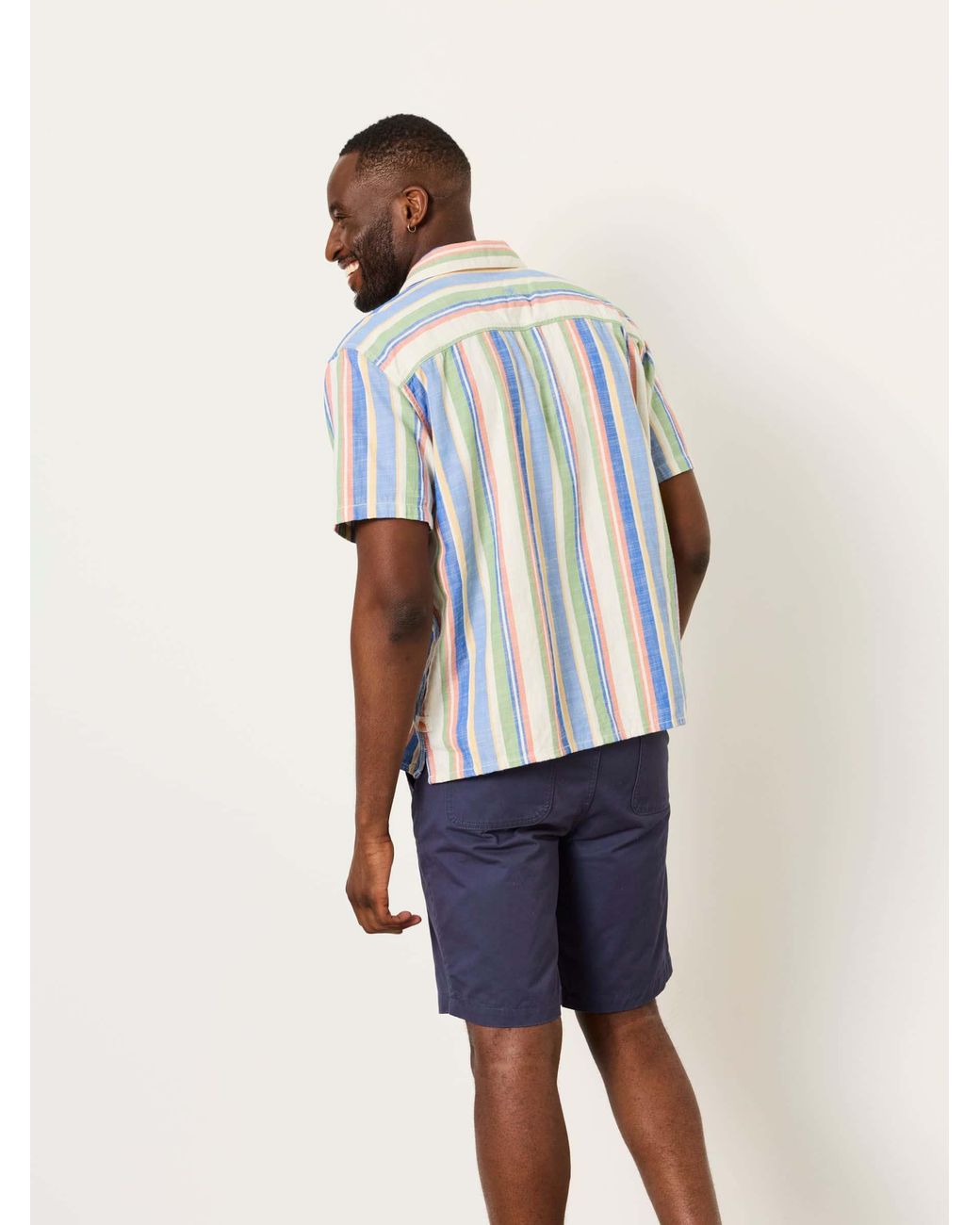 FatFace Blue Short Sleeve Relaxed Fit Deck Stripe Shirt for men