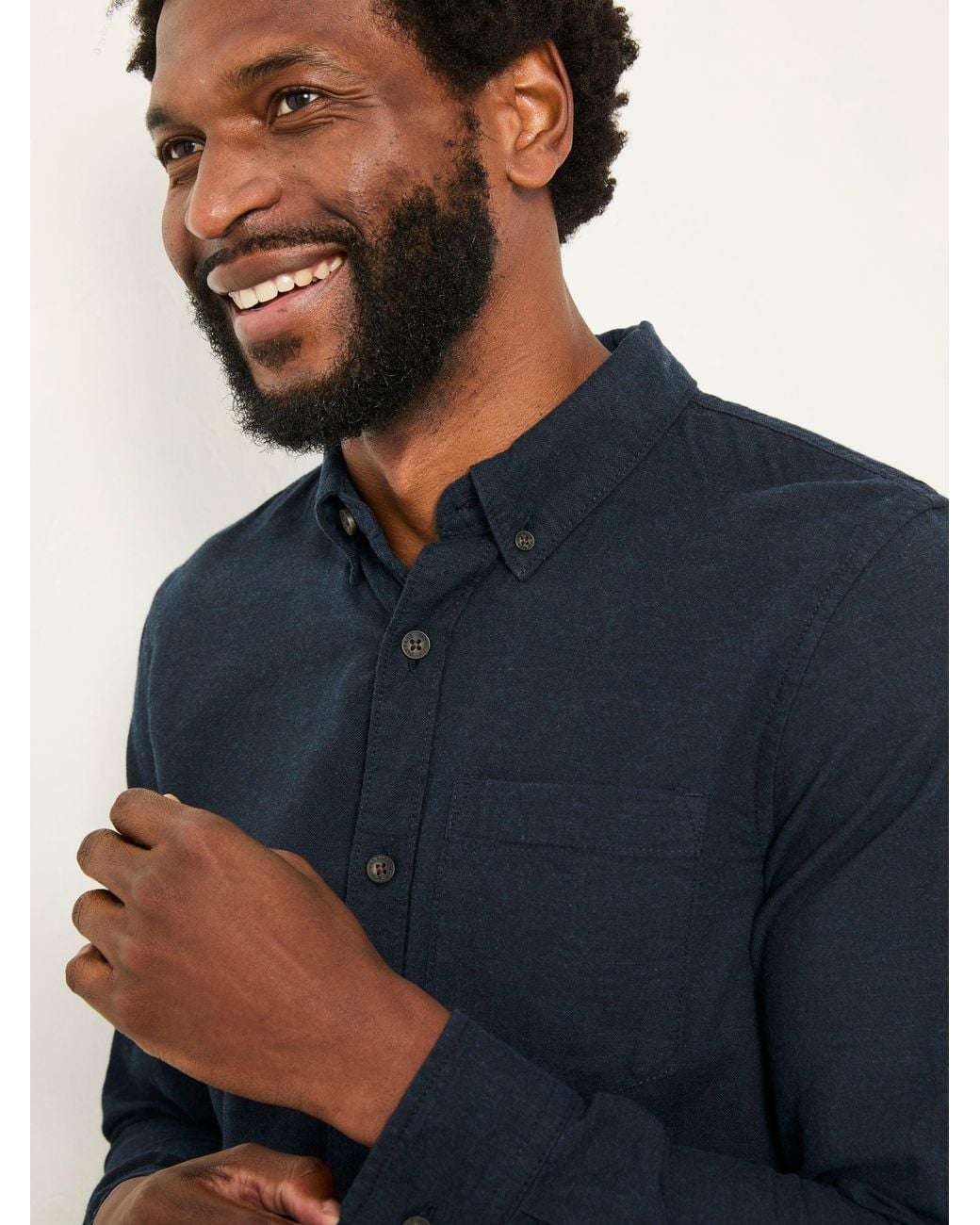 FatFace Blue Oxlow Long Sleeve Plain Shirt for men