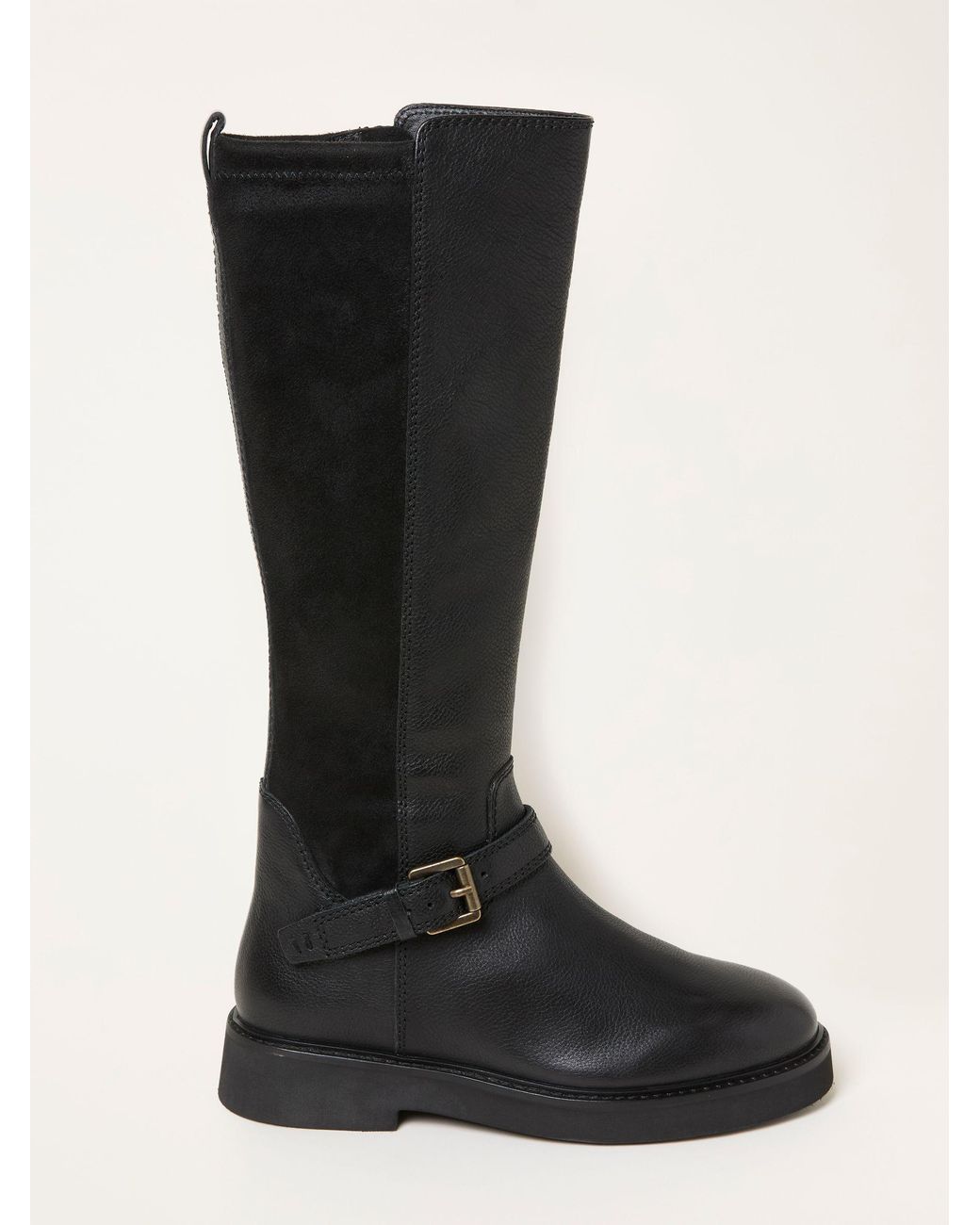 FatFace Black Fatface Knee High Leather Riding Boot
