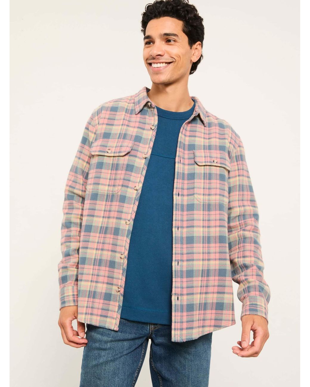FatFace Blue Newby Long Sleeve Check Shirt for men