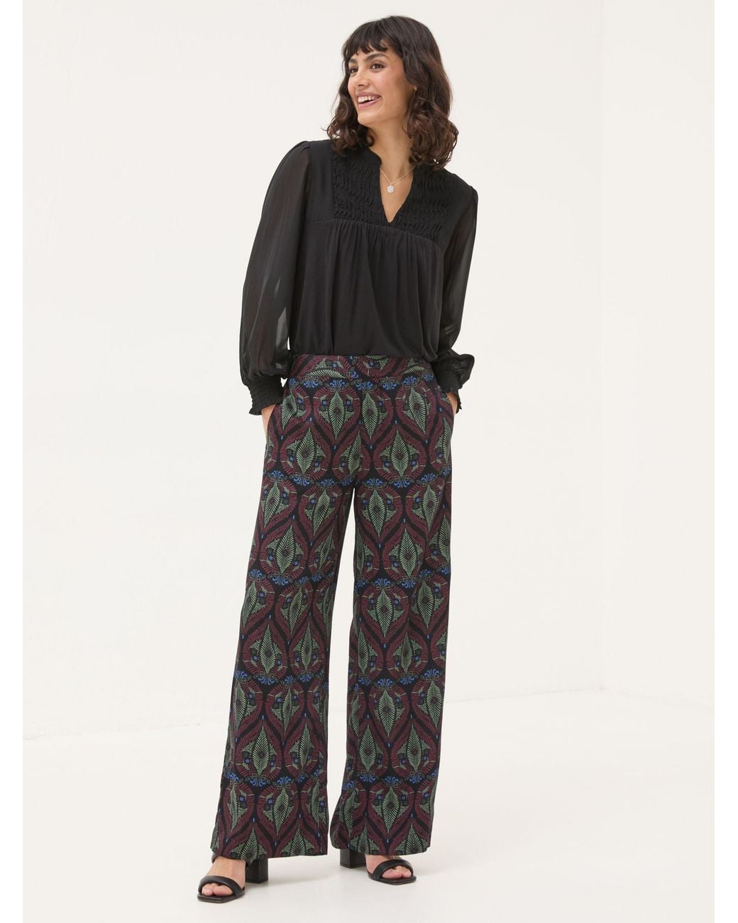 FatFace Black Ines Dec Leaf Trousers