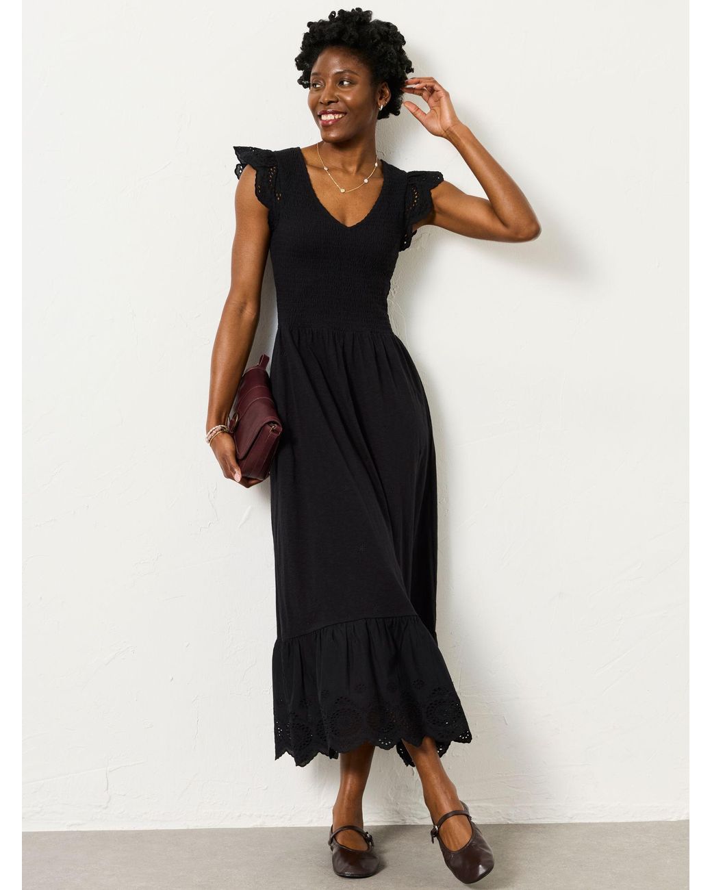 FatFace White Demi Jersey Midi Dress