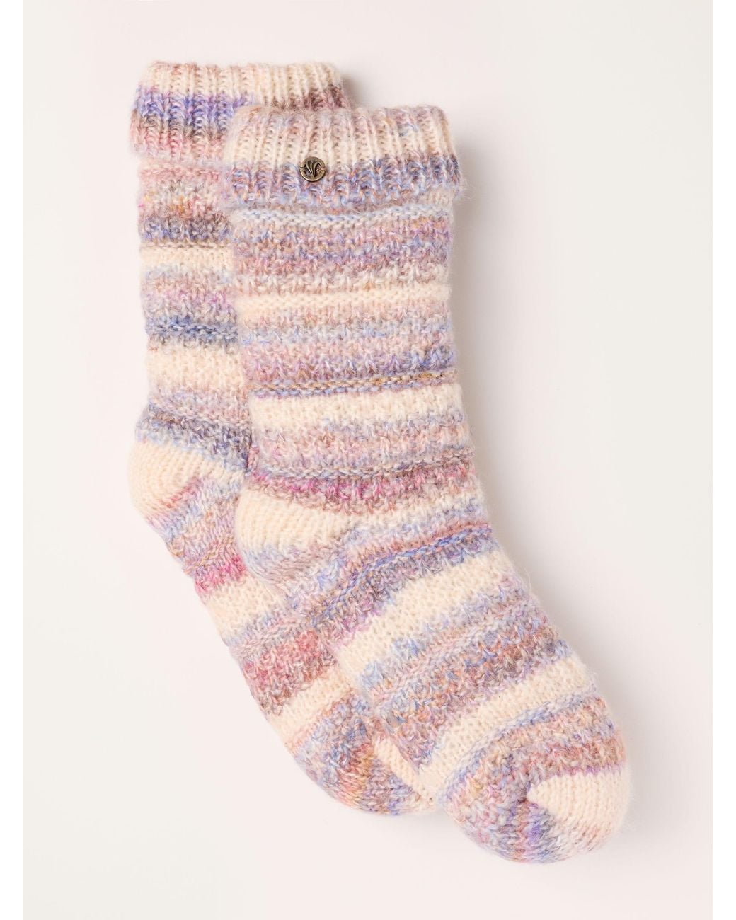FatFace Pink Fatface Multi Colour Textured Slipper Socks