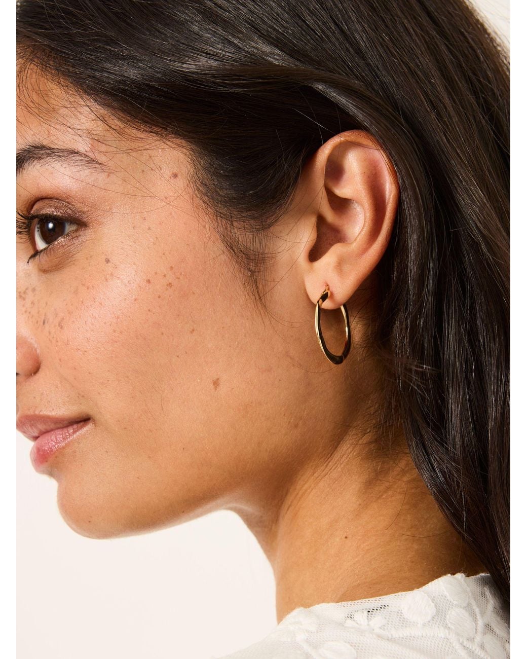 FatFace Black Hammered Hoop Earrings