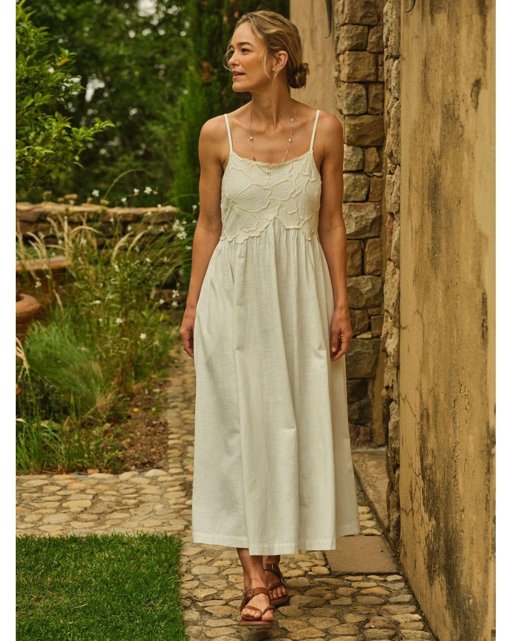 FatFace Green Hazel Embroidered Midi Dress