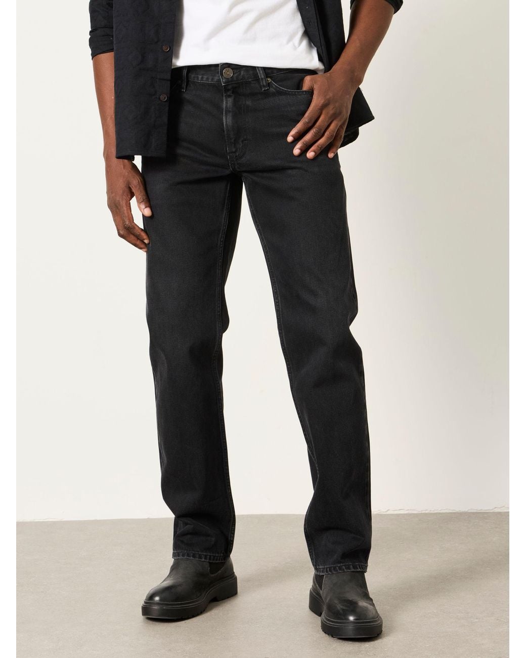 FatFace Black Straight Fit Jeans for men