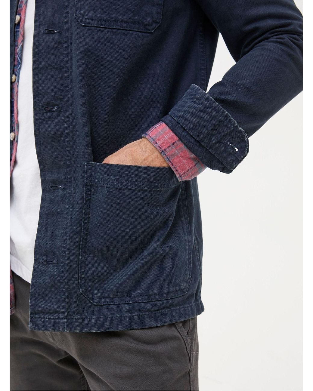FatFace Blue Canvas Worker Jacket for men