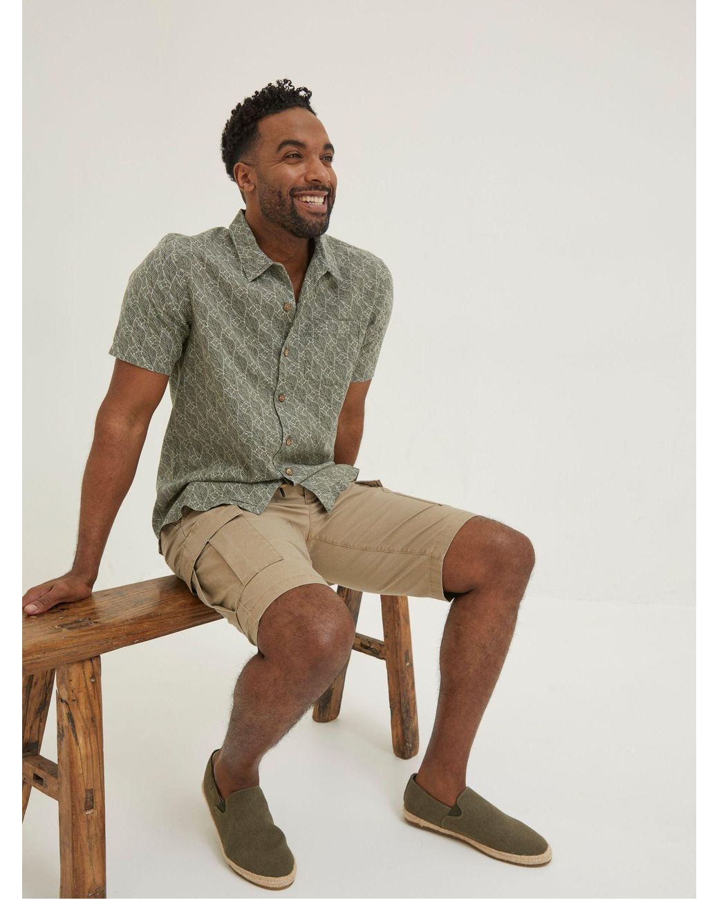 FatFace Green Dempsey Leaf Print Shirt for men
