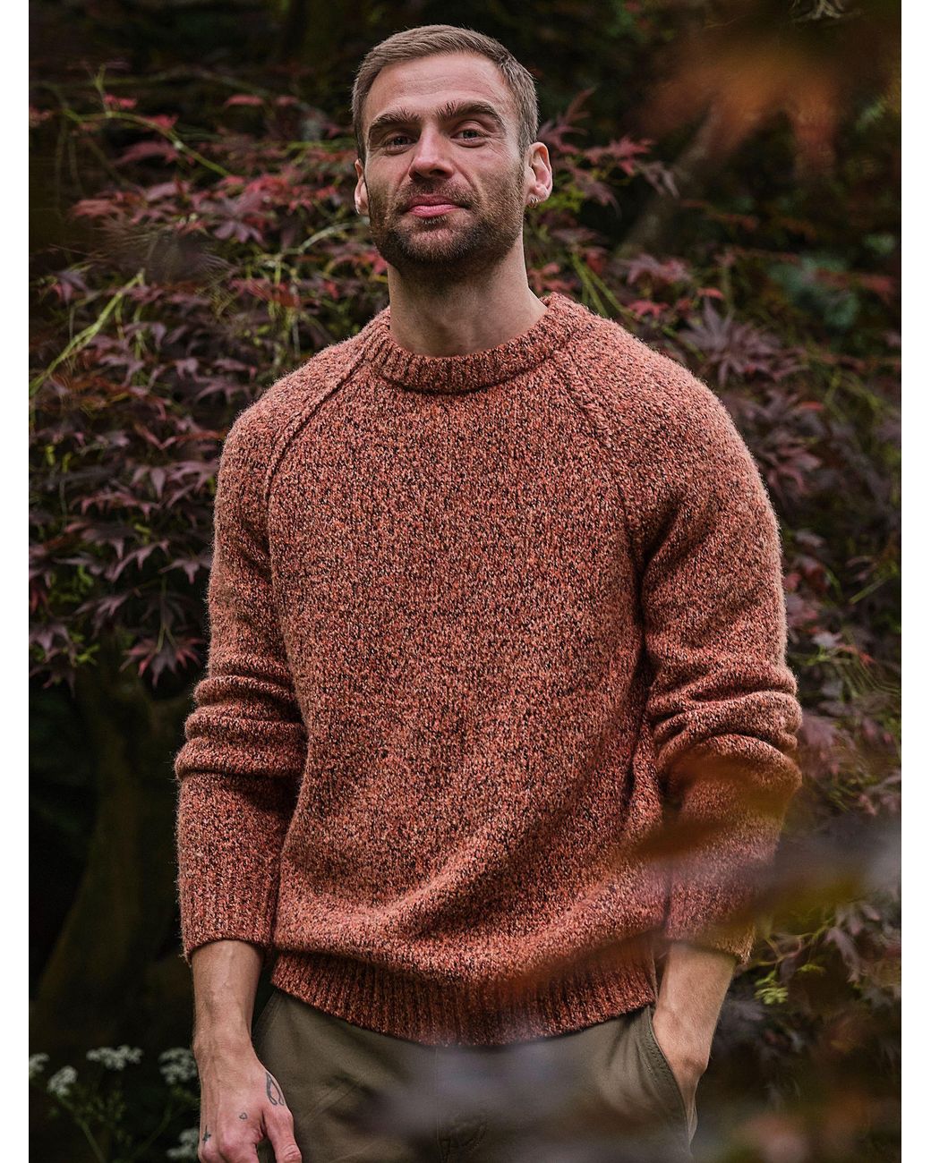 FatFace Brown Deanston Crew Neck Jumper for men