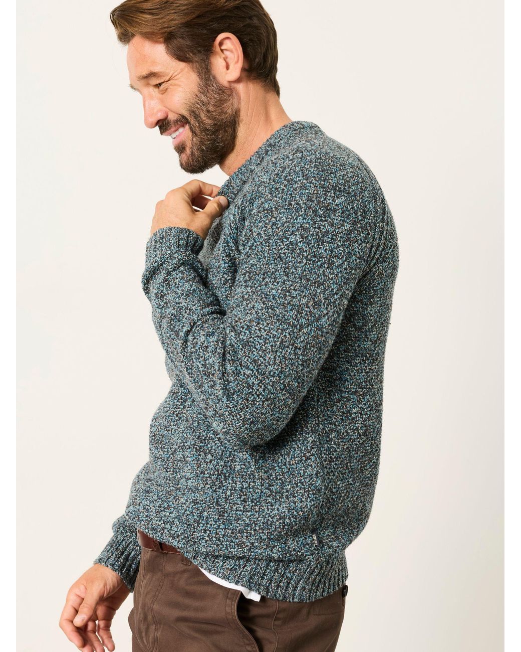 FatFace Green Penton Crew Neck Jumper for men