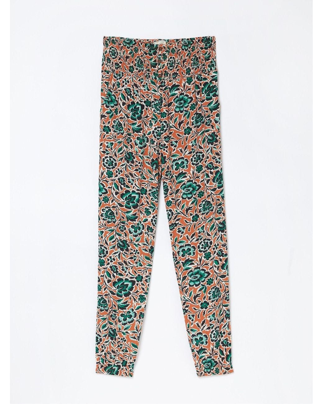 FatFace Orange Shirred Cuffed Sketched Trousers