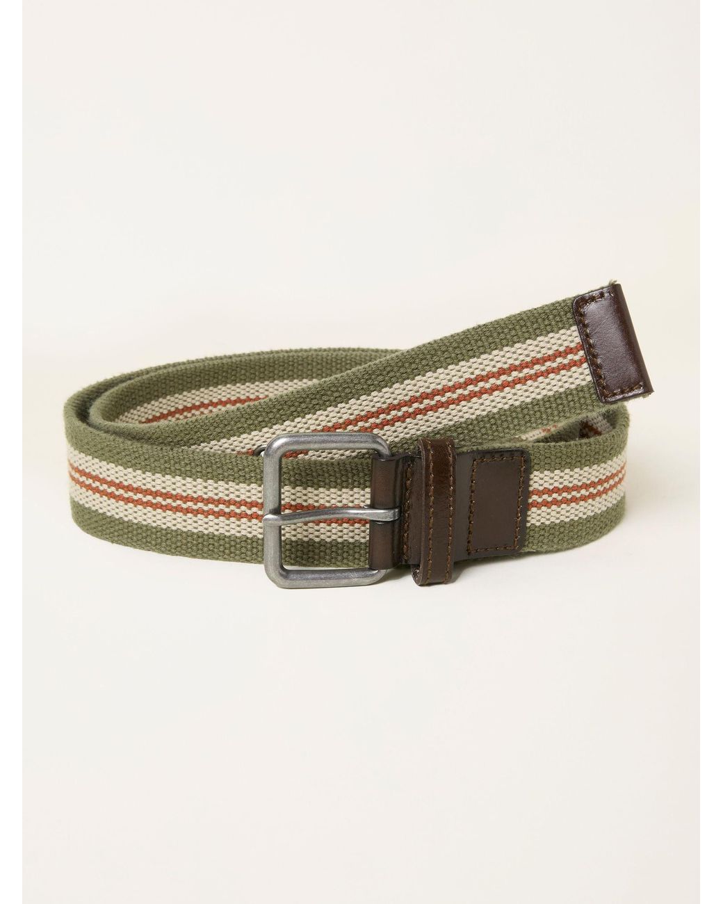 FatFace Natural Finn Stripe Webbing Belt for men