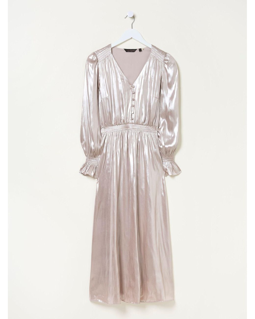 FatFace Natural Rina Metallic Midi Dress