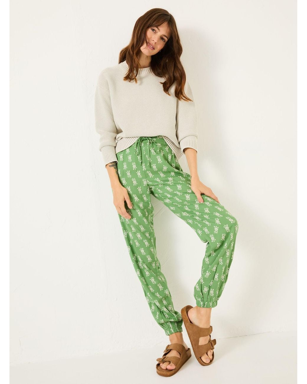 FatFace Green Lyme Cuffed Jogger