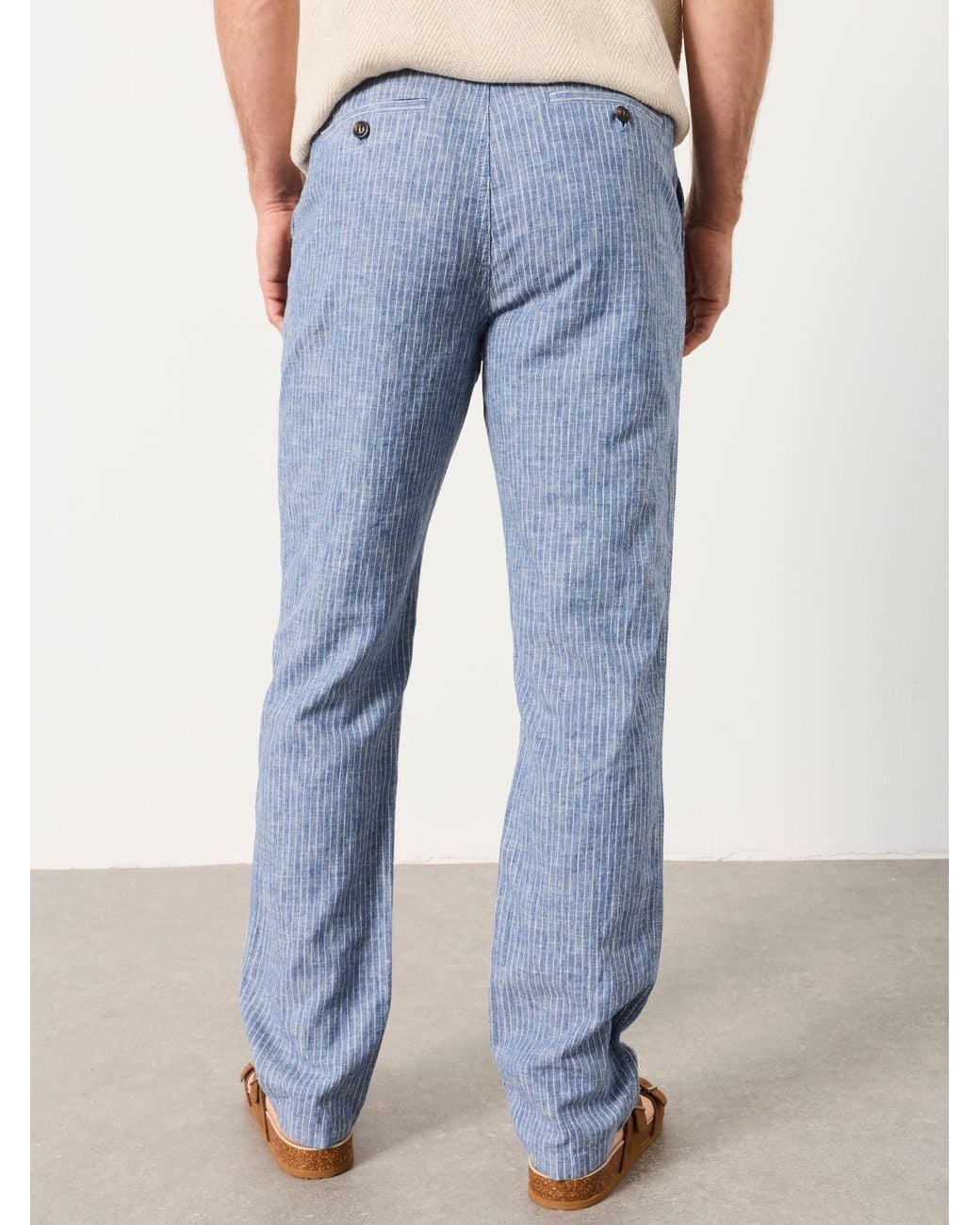 FatFace Blue Fatface Hayle Linen Cotton Trousers for men