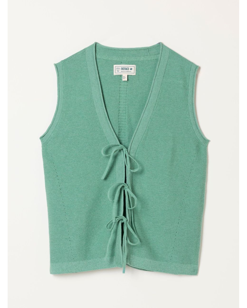FatFace Green Fia Tie Front Knitted Vest