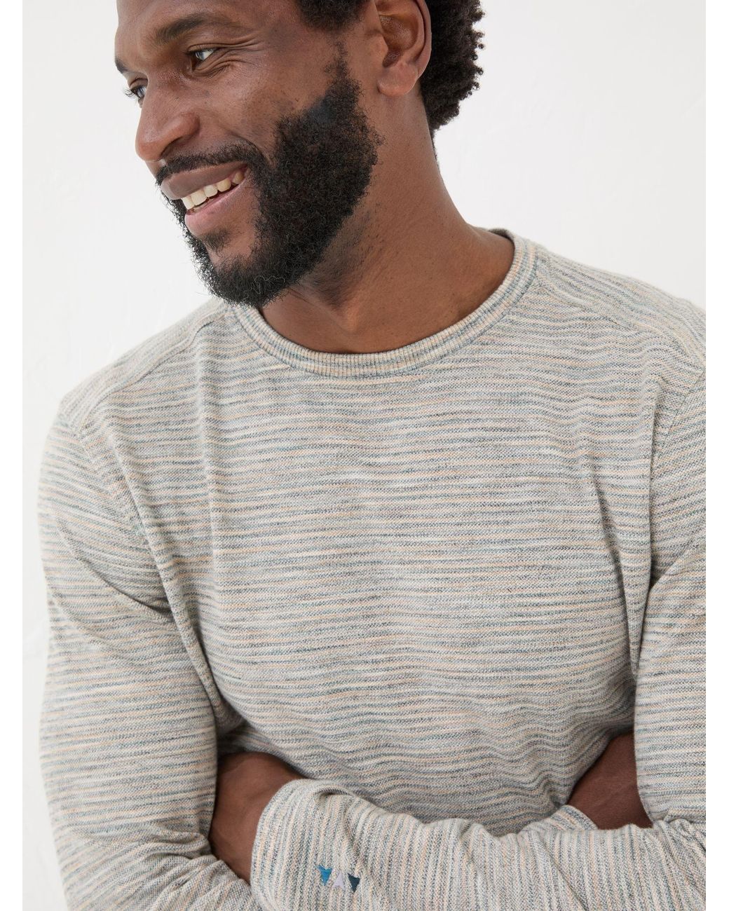 FatFace Gray Dark Skies Long Sleeve Crew T-Shirt for men