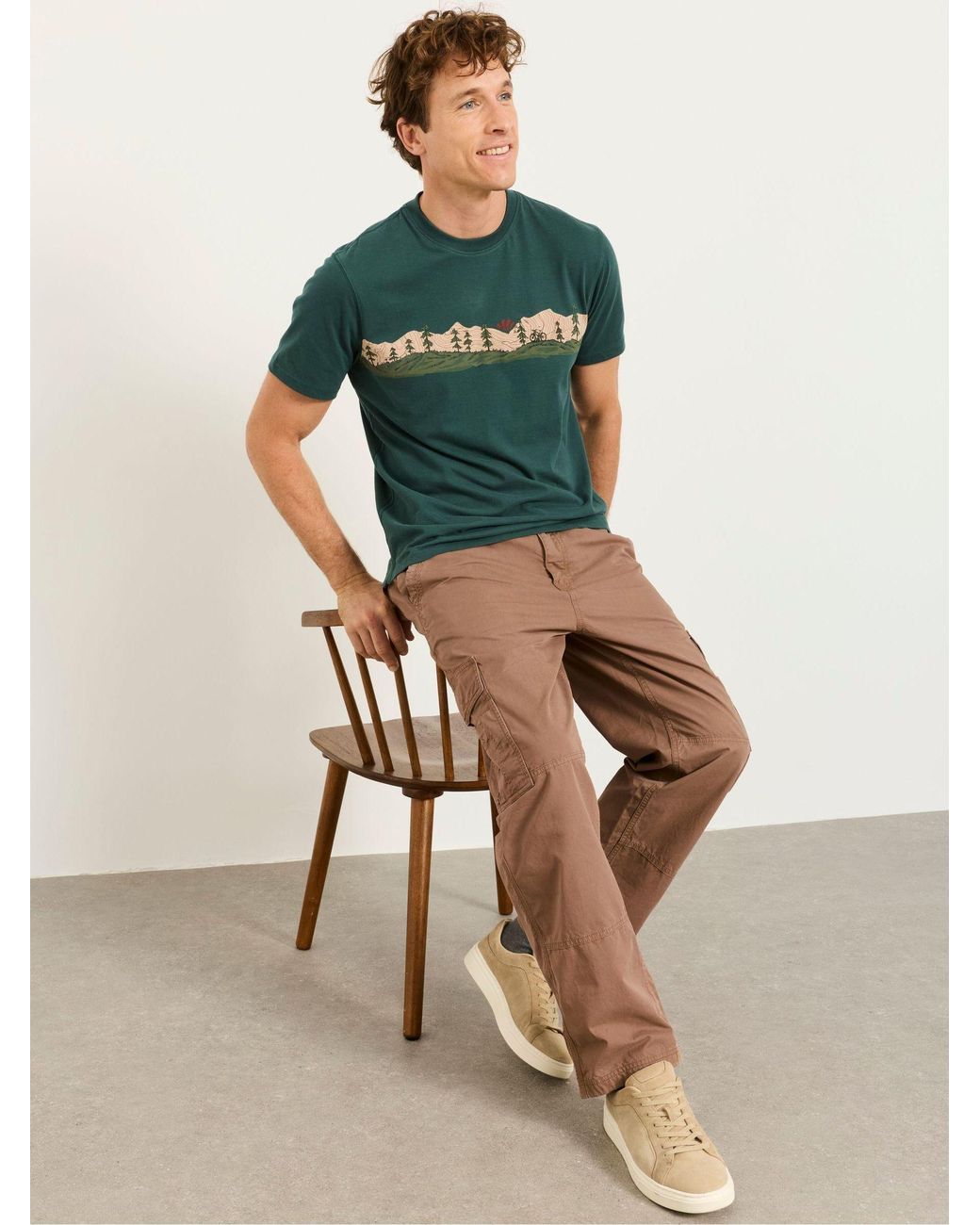 FatFace Natural Bude Straight Fit Cargo Trousers for men